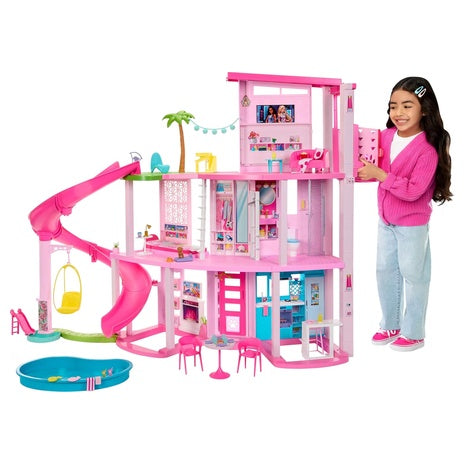 Barbie Dreamhouse Pool Party Doll House Playset with 75-Pieces & Slide