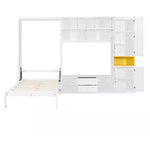 Harper & Bright Designs White Wood Frame Murphy Bed With TV Stand