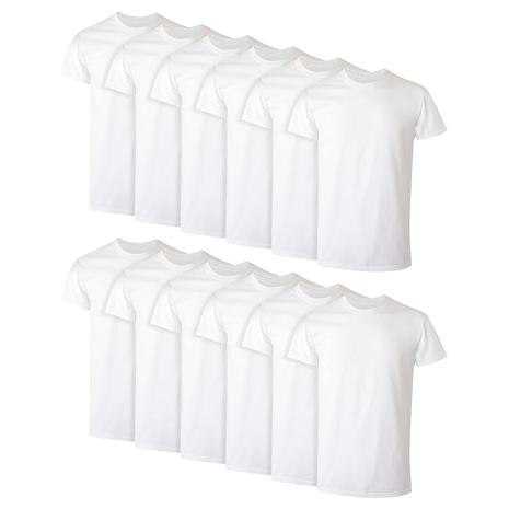 12-Pack Hanes Men's Cotton Moisture-Wicking Crew Tee Undershirts
