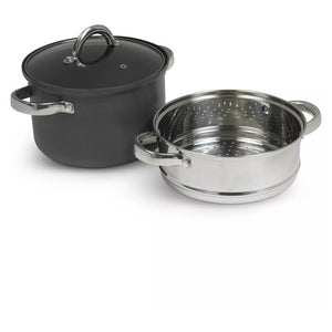 4-Qt Sedona Kitchen Hard Anodized Aluminum Multi Cooker with Glass Lid & Steam Tray