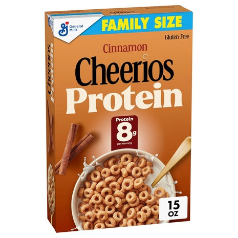 Family Size Box Cheerios Cinnamon Protein Cereal (15oz)