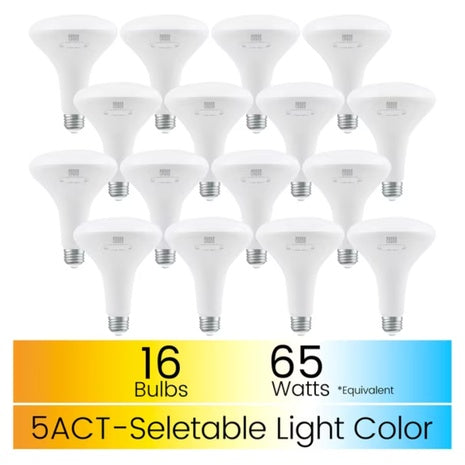 16-Pack Great Value 10W(65W Equivalent) 5CCT LED BR30 Floodlight Bulb