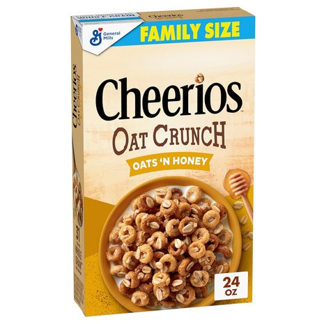 Family Size Box Cheerios Oats 'N Honey Cereal (24oz)