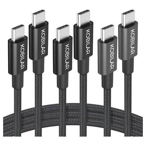 3-Pack 60W USB-C Fast Charging Cables