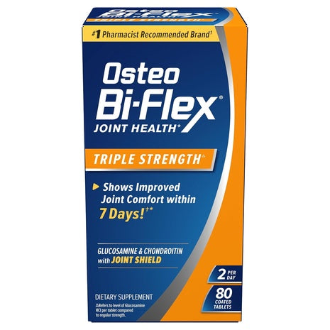 80-CountOsteo Bi-Flex Triple Strength, Glucosamine Chondroitin With Vitamin C Joint Health Supplement Tablets