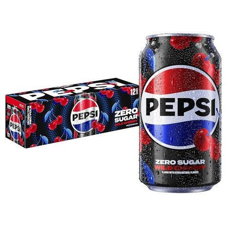 24 Cans Of Pepsi Zero Sugar Wild Cherry Soda