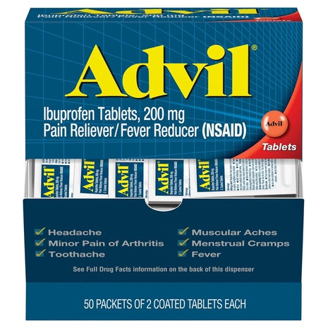 100 Advil Ibuprofen 200mg Coated Tablets