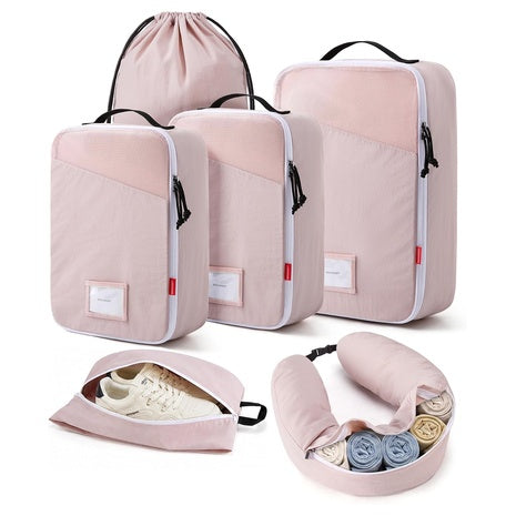 6-Piece Travel Packing Cube Set With Neck Pillow