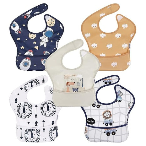Pack Of 5 Baby Bibs (4 Styles)