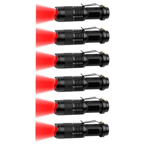 6-Pack TotaLohan Single Mode Zoomable Red LED Flashlight
