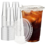 100 16oz Clear Plastic Cups with Sip Lids
