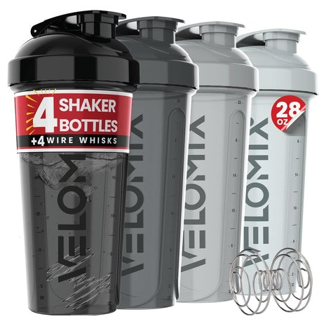 4-Pack 28-Oz Velomix Protein Mixing Shaker Bottles