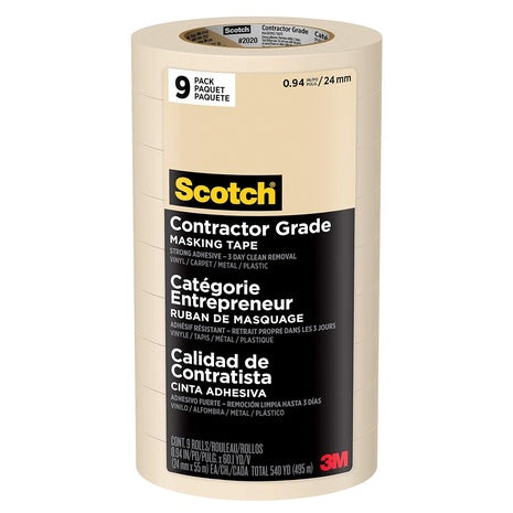 9 Rolls Scotch Contractor Grade Masking Tape