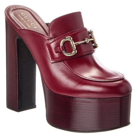 Gucci Women's Horsebit Leather Platform Mule
