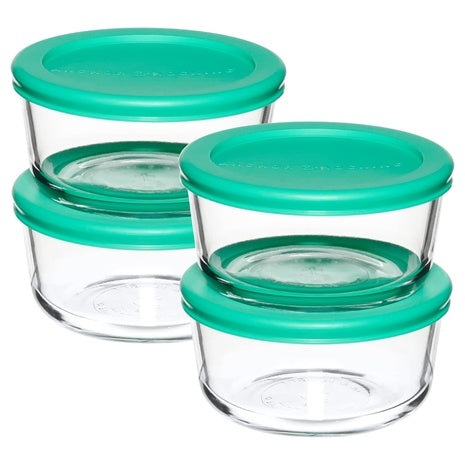 4‑Pack Anchor Hocking 2‑Cup Glass Storage Containers w/ Lids (2 Colors)
