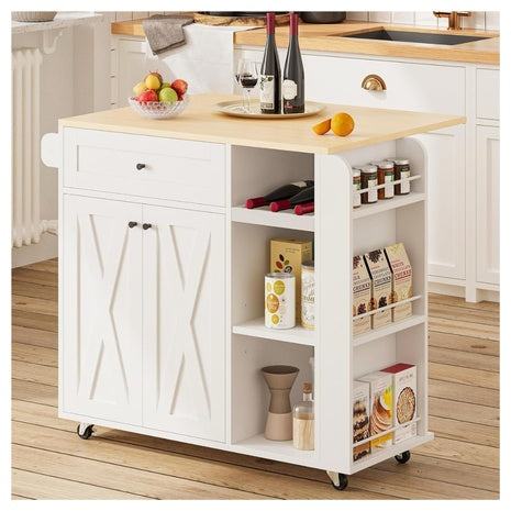 Kitchen Island With Drop Leaf And Wine Rack