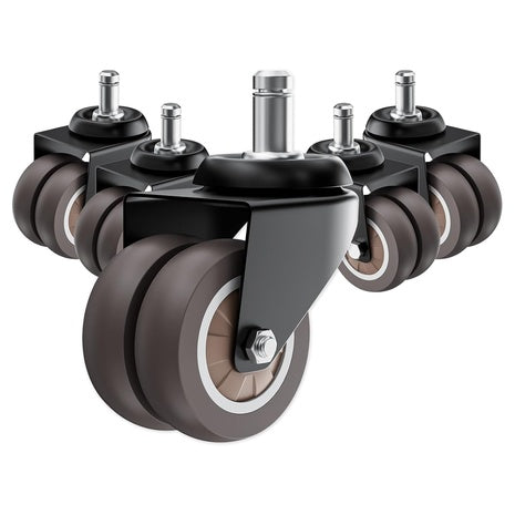 5-Pack 2" Low Profile Dual-Wheel TPR Rubber Wheels