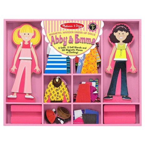 Melissa and Doug Abby & Emma Deluxe Magnetic Wooden Dress-Up Dolls Play Set