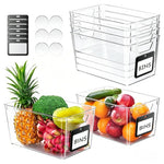 6 Clear Fridge Organizer Bins With Labels