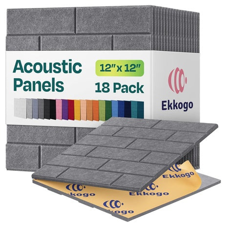 18-Pack 12" X 12 " X 0.4" Self-Adhesive Sound Proofing Acoustic Wall Panels