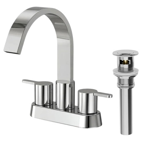 EVERSTEIN 3-Hole 4 In. Centerset 2-Handle Waterfall Bathroom Sink Faucet