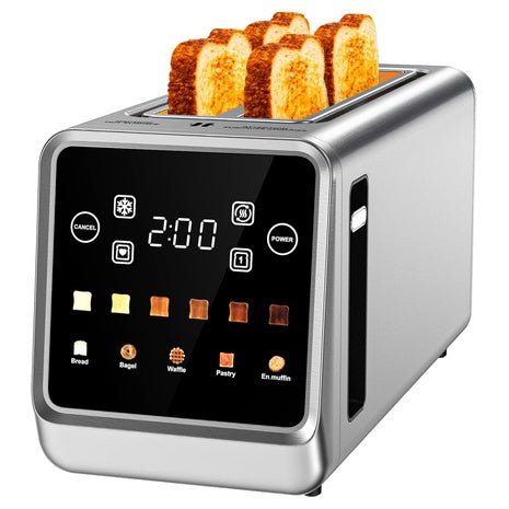 1400W Stainless Steel Long Slot Toaster 4 Slice With Touchscreen