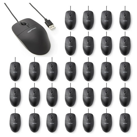 30 Amazon Basics 3-Button Wired Mice