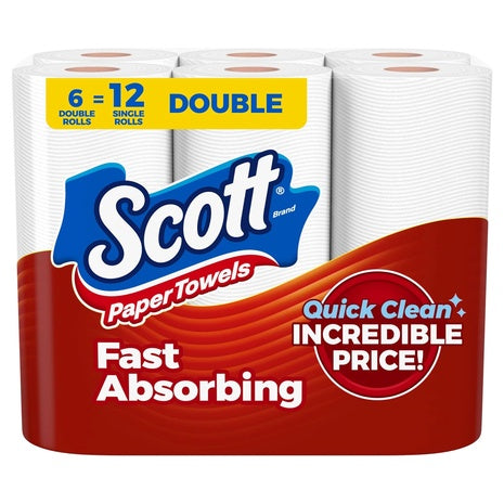 18-Pack (3 X 6-pk) Scott Paper Towels Double Rolls (Total 1944-Sheet Count)