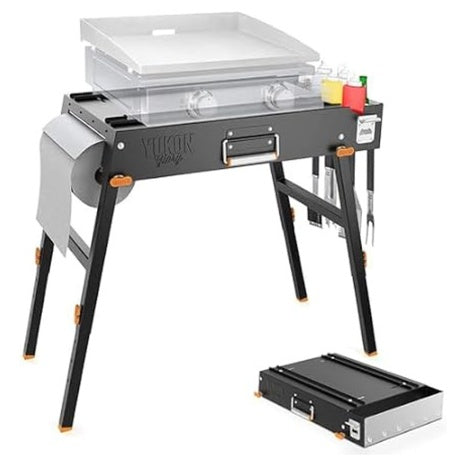 Portable Universal Grill Table/Flat Top Griddles Stand With Built In Caddy