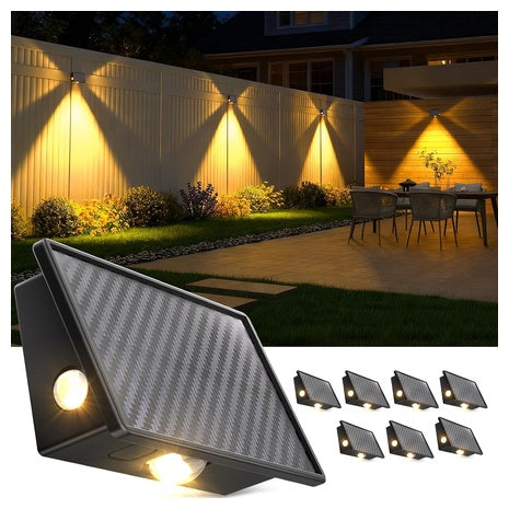 8-Pack 3-Large LEDs 5-Modes Waterproof Solar Fence Lights