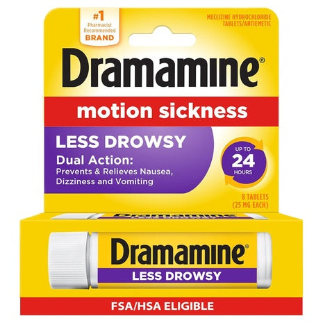 8-Count Dramamine Motion Sickness Long Lasting Relief Less Drowsy