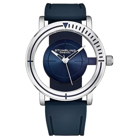 Stuhrling Men's Blue Strap Stainless Steel Watch