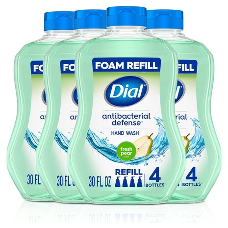 4 Bottles Dial Antibacterial Foaming Hand Soap Refill Fresh Pear Scent 30oz
