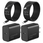 2-Pack 20W USB-C Wall Chargers with USB-C Cables