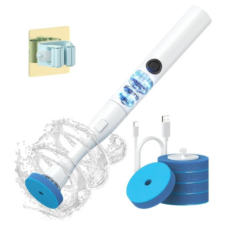 Hands-Free Electric Toilet Brush W/ Disposable Heads & Holder Set