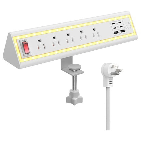 Nyytge Desk Clamp Power Strip With Nightlight