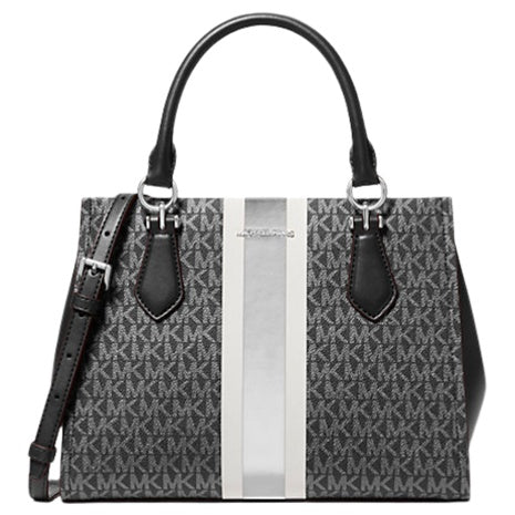 Michael Kors Women's Marilyn Medium Signature Logo Stripe Satchel