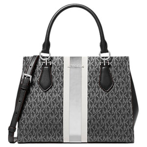 Michael Kors Women's Marilyn Medium Signature Logo Stripe Satchel