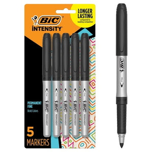 5 BIC Intensity Black Permanent Markers