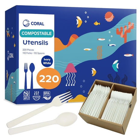220-Piece Disposable Spoons & Forks Set