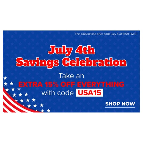 July 4th Savings Celebration: Extra 15% Off Select Styles At Ashford