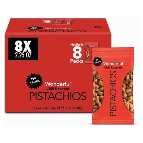 8 Packs of Wonderful Chili Roasted Pistachios