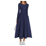 Women's Long Sleeve A-Line Midi Dress (16 Colors)