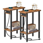 2 Narrow Side Tables with Charging Stations