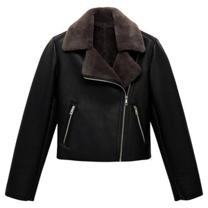 Women's Double Faced Faux Leather Jacket