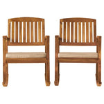 2 Acacia Wooden Rocking Chairs with Cushions