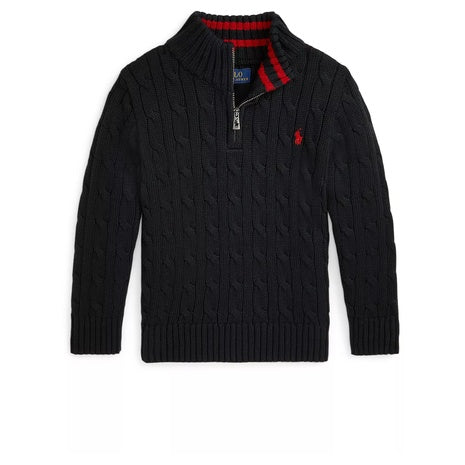 Polo Ralph Lauren Boys Cable Knit Cotton Quarter Zip Sweater