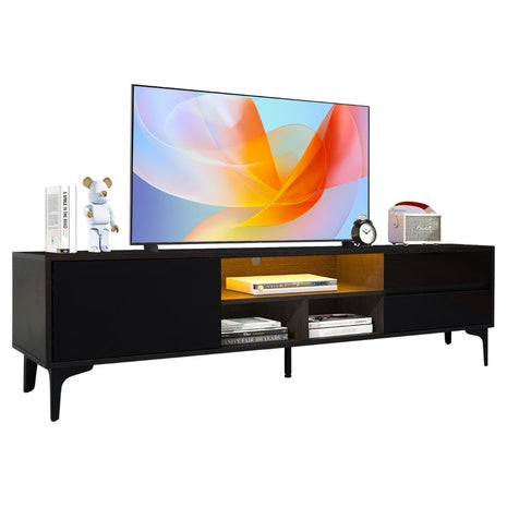 62" Sesslife TV Stand For 70" TV W/ RGB LED Lights, Cabinet & Drawers