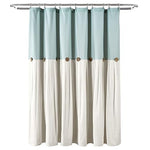 40"W X 72"L Lush Decor Cotton Linen Fabric Button Shower Curtain