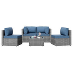 5-Piece Shintenchi Outdoor Wicker Rattan Sectional Sofa Set